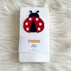 Gymboree Girls Lady Bug Ivory Tights NWT Sz 10-12